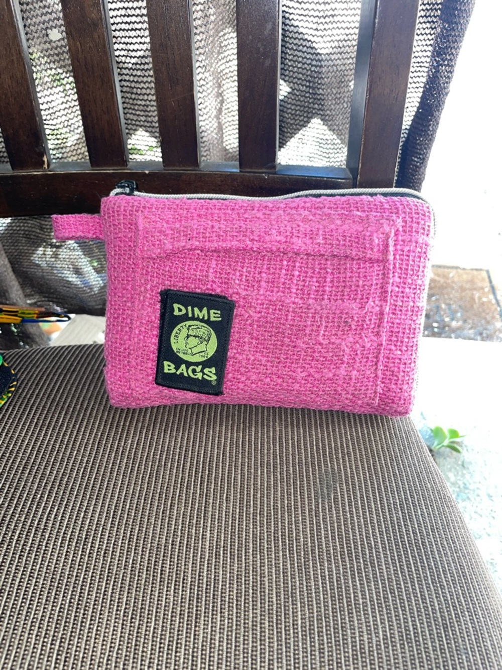 Pink Woven Wristlet Pouch